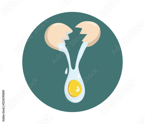 Cooking fried eggs. Broken chicken egg. World Egg Day. Food, cooking, eggshell. Natural nutrition. Vector illustration, isolated background.