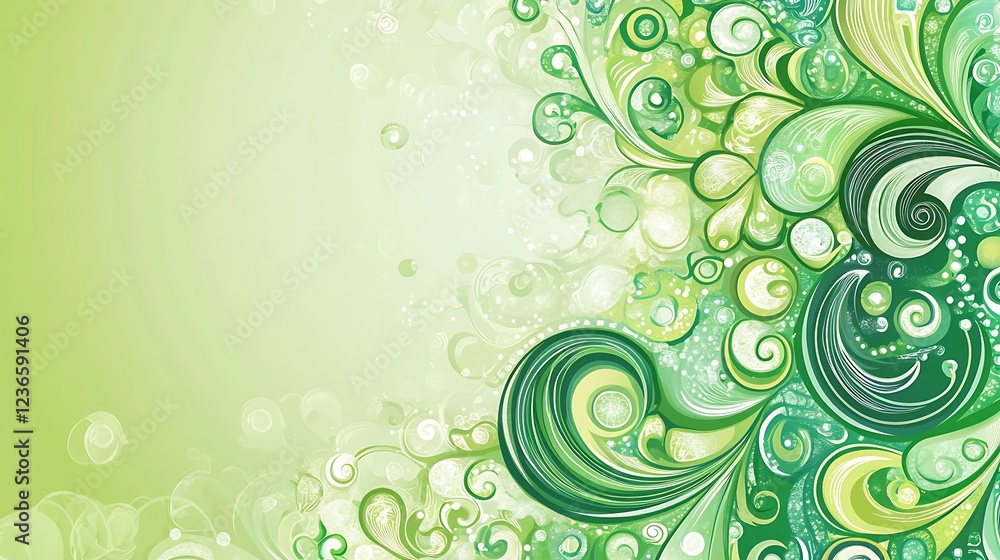 Abstract Green Swirls and Floral Design Background Abstract Green Swirls and Floral Design Background