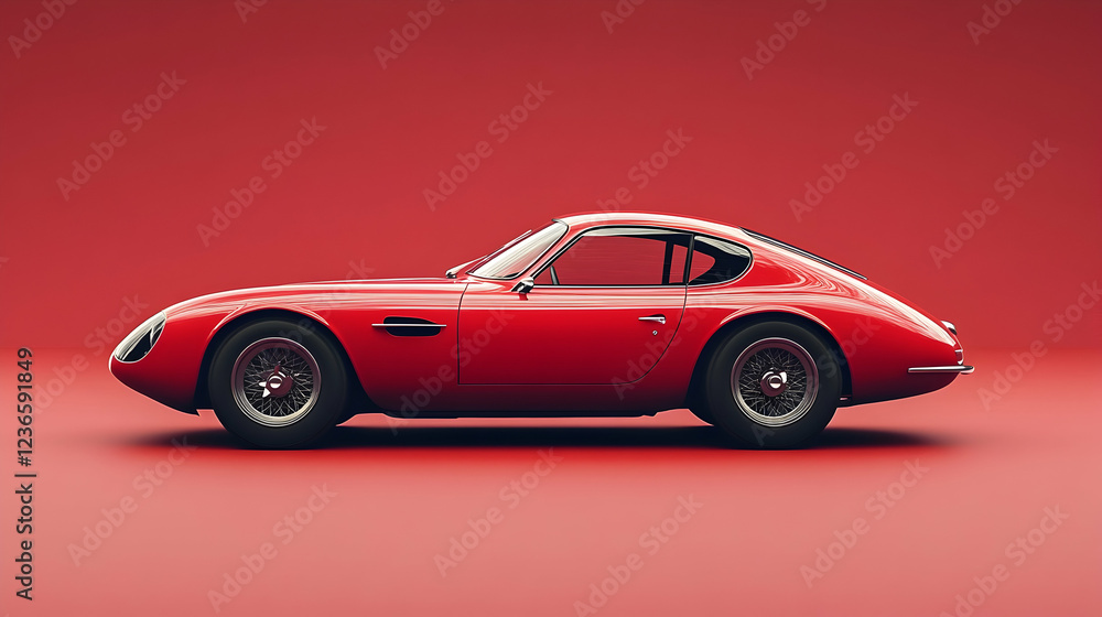 Fototapeta premium A sleek red sports car displayed in profile against a clean background for a bold, striking visual - 
