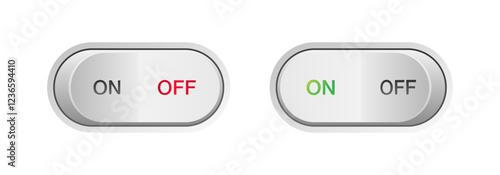 On and Off Toggle Button Vector Icons Set