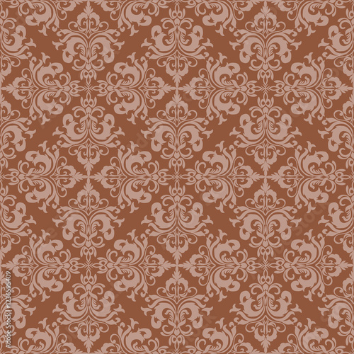 Vector damask seamless pattern with Ornamental Motifs for Decor Design.