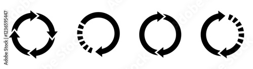 Black Circular Arrow Vector Icons Set