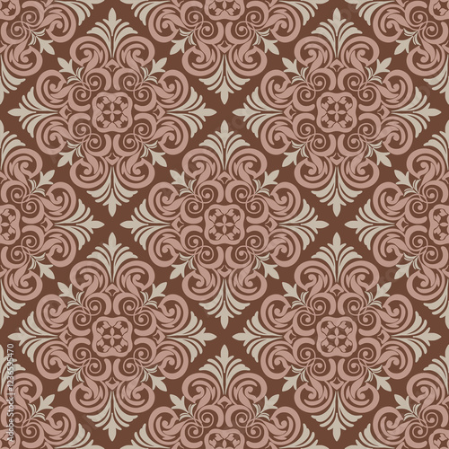 Vector damask seamless pattern with Ornamental Motifs for Decor Design.