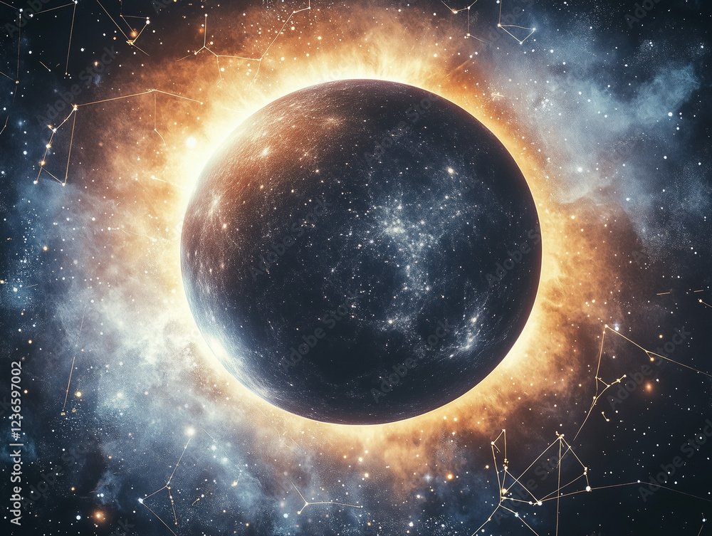 Obraz premium Cosmic Genesis: Planet in Celestial Nebula