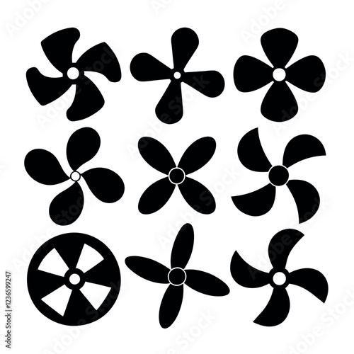 Black and White Fan and Propeller Shapes design