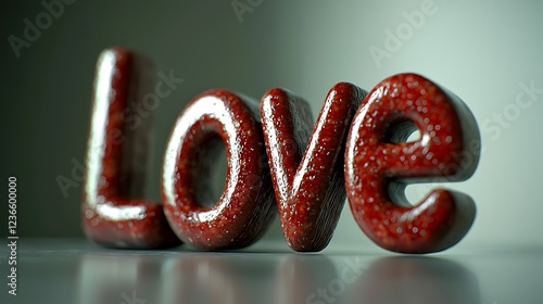 Word Love, Studio Shot, Plain Background.