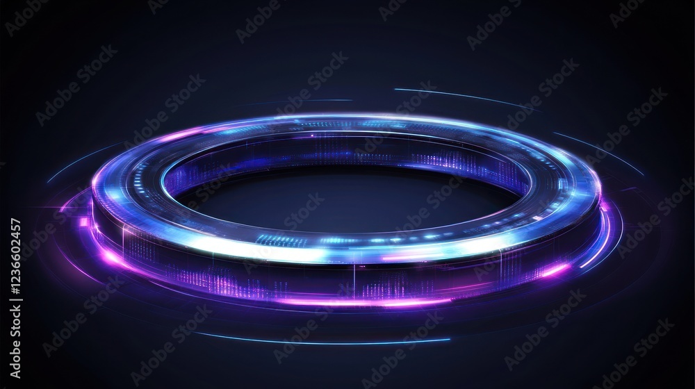 Obraz premium Futuristic Glowing Ring: Abstract Technological Circle