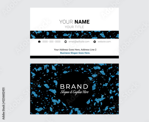 Minimal Black and Blue Modern Terrazzo Business Card Design