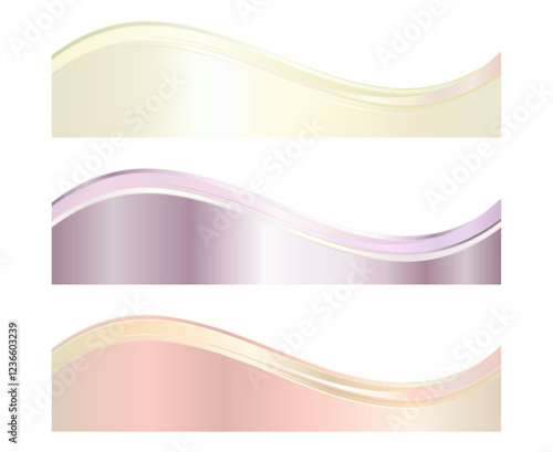 Pastel Soft Color Letterhead Divider Template, Business Separator Footer Illustration Set with Waves