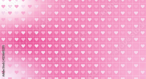 Cute pink abstract background gradient with heart grid