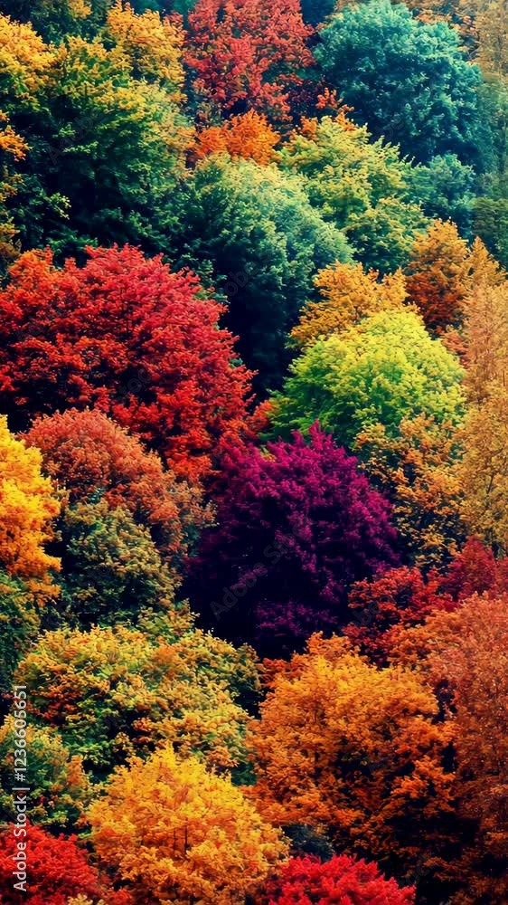Vibrant autumn foliage showcasing a spectrum of colors in a forest landscape Vibrant autumn foliage showcasing a spectrum of colors in a forest landscape
