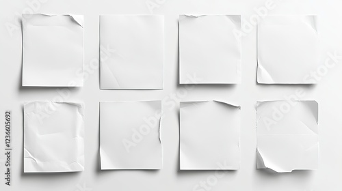 Wallpaper Mural Minimalistic Arrangement of Crisp White Paper Sheets on a Clean White Background Creating a Pure and Serene Aesthetic Ideal for Presentations and Creative Design Projects in Bright Lighting Torontodigital.ca