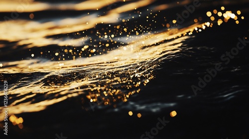 Wallpaper Mural Golden light reflecting and creating bokeh effect on the dark water surface Torontodigital.ca