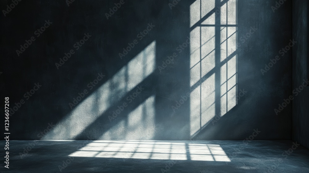 Obraz premium Dramatic Sunlight Through Large Window in Dark Room