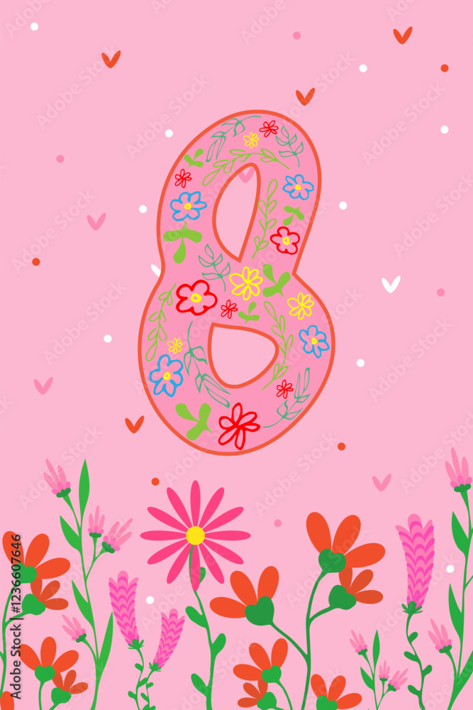8 march International women's day Poster banner Pink background Promotion shopping template Women concept Copy space Spring floral design Greeting card flyer cards invitation 8 year birthday 8 march International women's day Poster banner Pink background Promotion shopping template Women concept Copy space Spring floral design Greeting card flyer cards invitation 8 year birthday