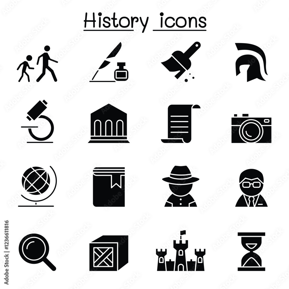 Fototapeta premium History & archeology icon set in thin line style
