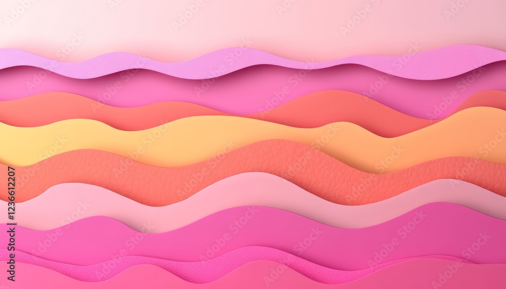 Abstract 3D Papercut Background Peach Coral Waves, Elegant Minimal Texture Art in Pastel Colors Abstract 3D Papercut Background Peach Coral Waves, Elegant Minimal Texture Art in Pastel Colors