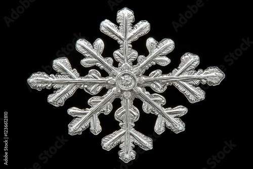 Stunning Silver Snowflake Closeup Macro Photography photo