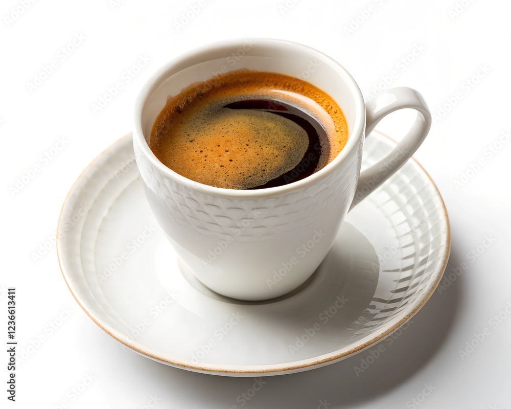 coffee stylish opaque ceramic cup filled with dark espresso, topped with a golden crema layer.
