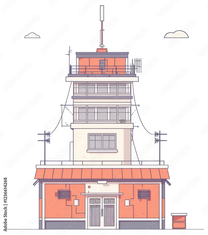 Fototapeta premium A stylized illustration of a communication tower building