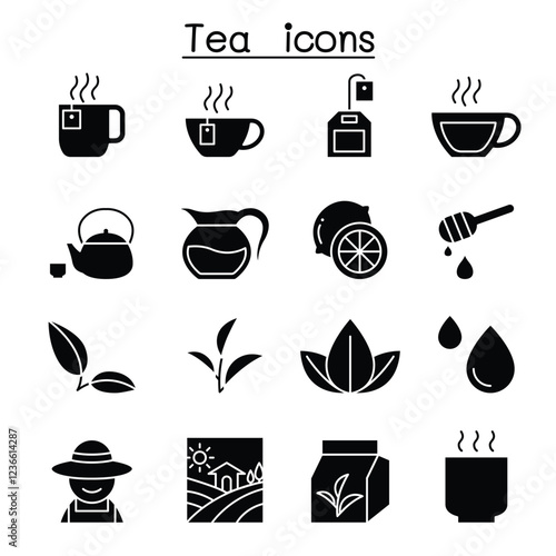 Tea icon set in thin line style