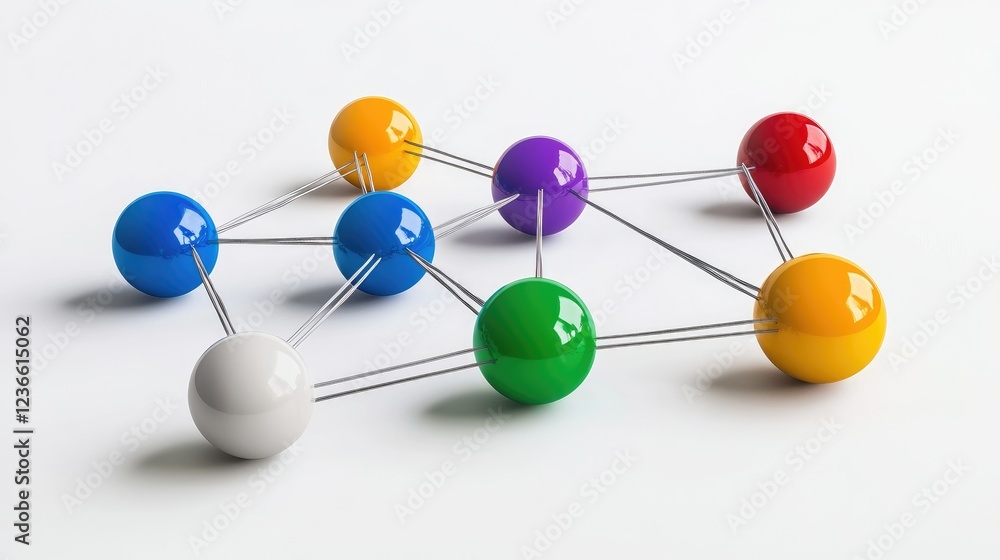 connection concept with color spheres connected by wires connection concept with color spheres connected by wires