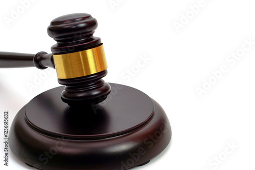 Judge gavel, lawyer, law, justice on white background.