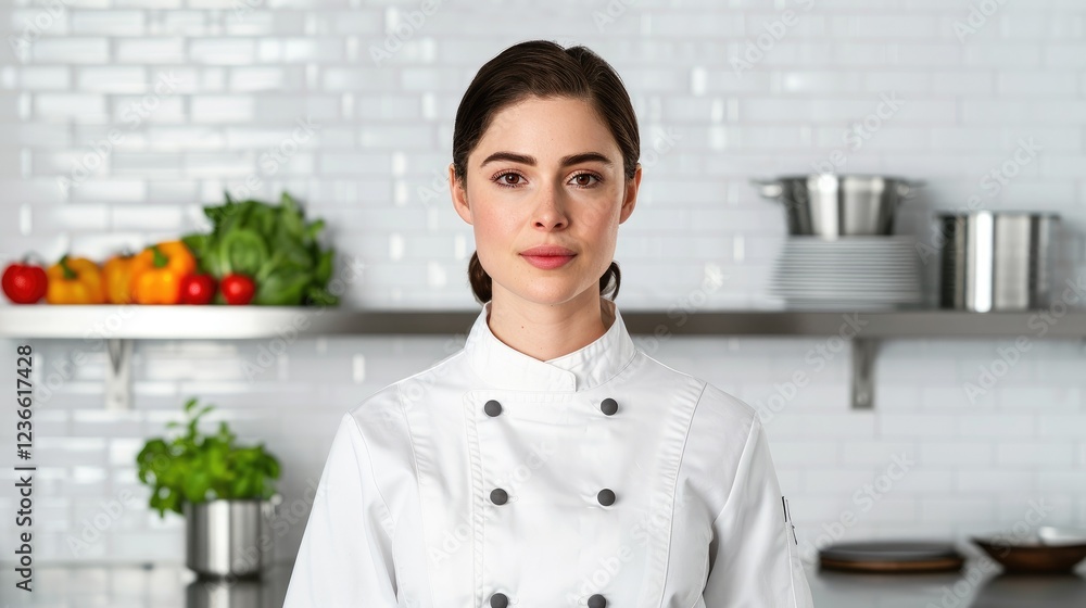 Elegant Chef Showcasing Culinary Skills In Kitchen Elegant Chef Showcasing Culinary Skills In Kitchen