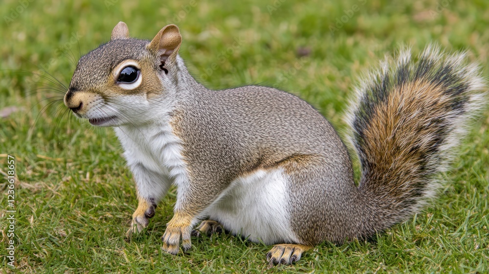 Adorable Grey Squirrel in Lush Green Grass Adorable Grey Squirrel in Lush Green Grass