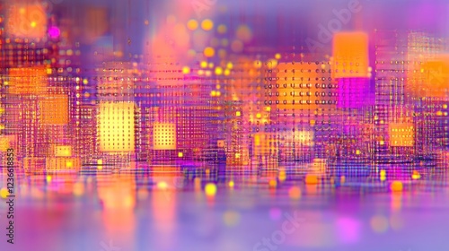 Wallpaper Mural Abstract Cityscape: Neon Lights and Digital Architecture Torontodigital.ca