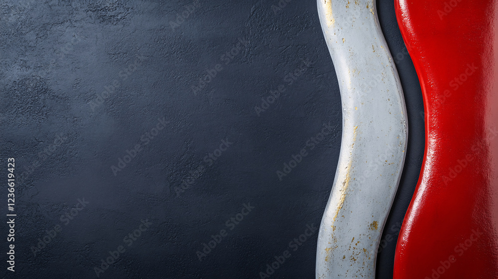 Abstract composition featuring curved lines in white, red, and dark blue colors, creating modern and minimalist aesthetic. textures add depth and visual interest Abstract composition featuring curved lines in white, red, and dark blue colors, creating modern and minimalist aesthetic. textures add depth and visual interest