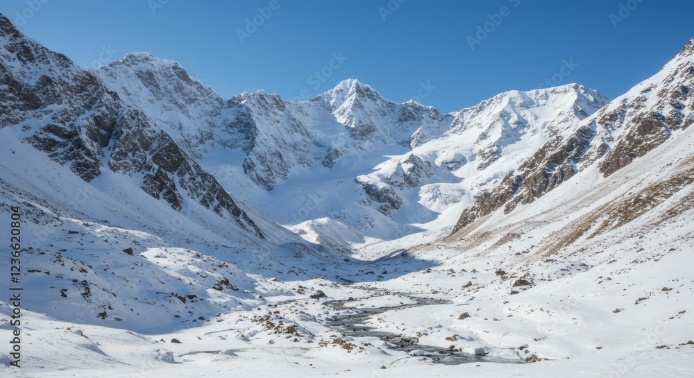 Obraz premium Majestic Snowy Mountains Winter Landscape Scene