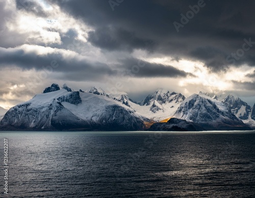 Wallpaper Mural Dramatic snowy mountains by the sea Torontodigital.ca