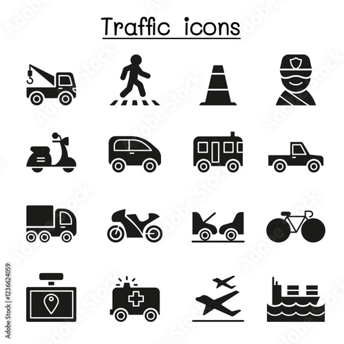 Traffic & Transportation icon set in thin line style