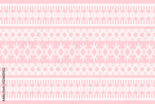 Ikat ethnic geometric abstract embroidery ornament seamless pattern. Native geometry decorative design for fabric, clothing, wallpaper, background, border, knitting