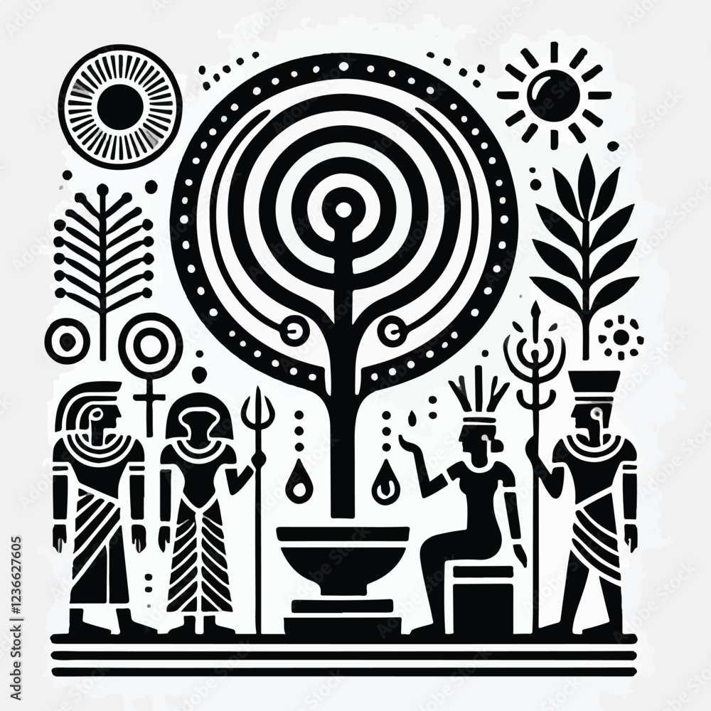 Naklejka premium vector black silhouette of ancient egyptian carving