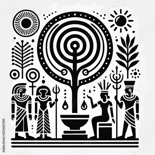vector black silhouette of ancient egyptian carving