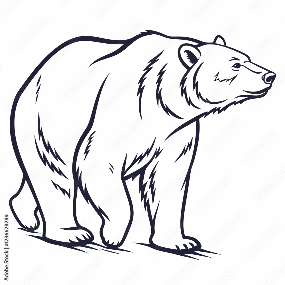 Simple a Bear line art vector design white background Simple a Bear line art vector design white background