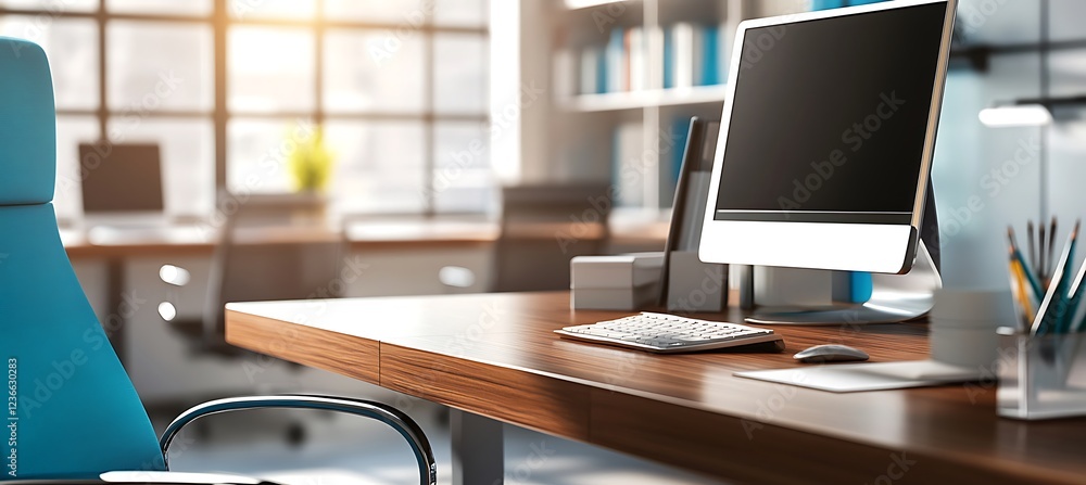 Naklejka premium A clean business workspace with a focus on a desk
