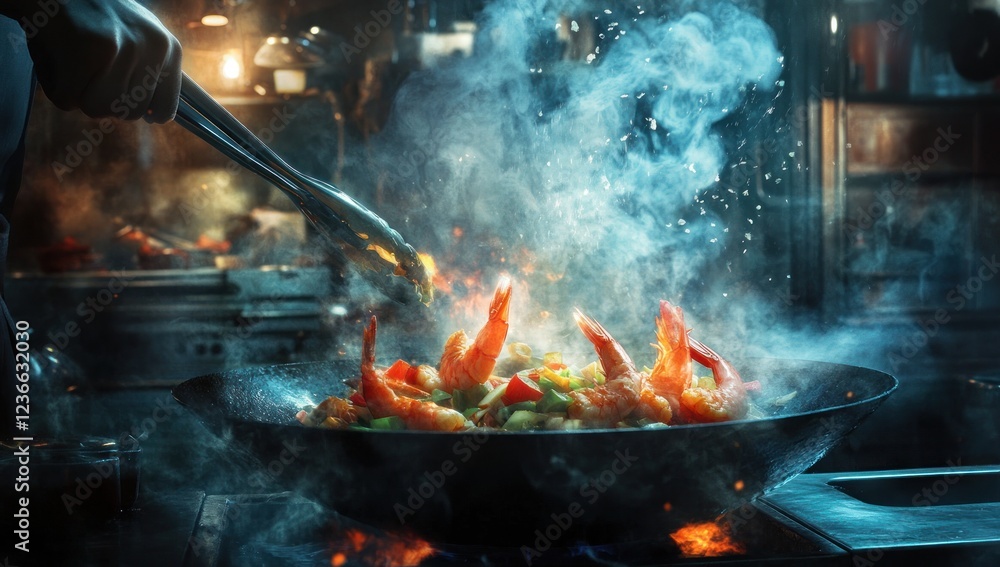 Culinary Masterpiece: Shrimp Stir-Fry in a Wok Culinary Masterpiece: Shrimp Stir-Fry in a Wok