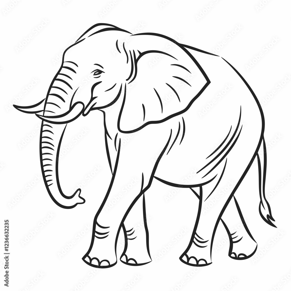 Fototapeta premium Simple a Elephant line art vector design white background