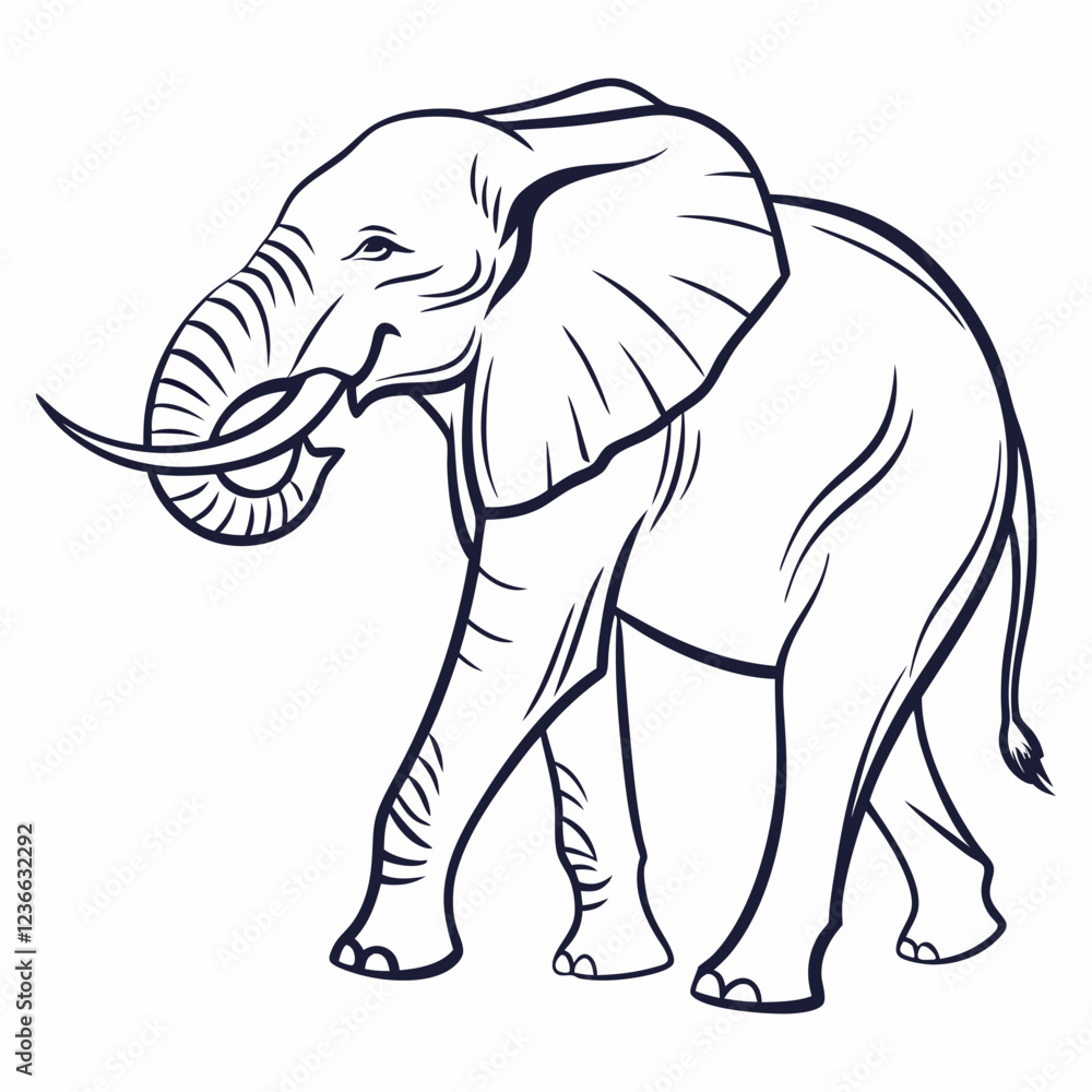 Obraz premium Simple a Elephant line art vector design white background