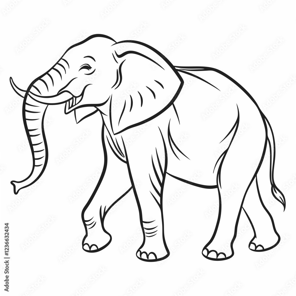 Fototapeta premium Simple a Elephant line art vector design white background