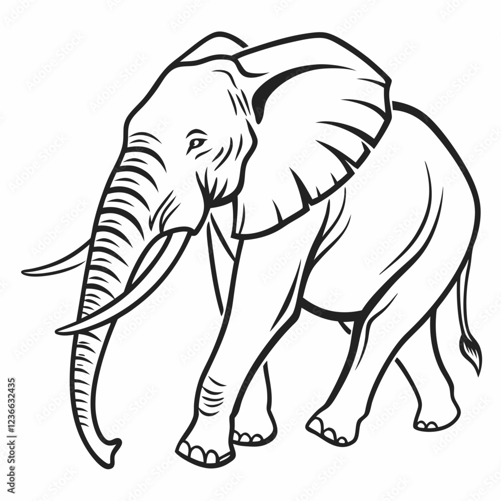 Simple a Elephant line art vector design white background Simple a Elephant line art vector design white background