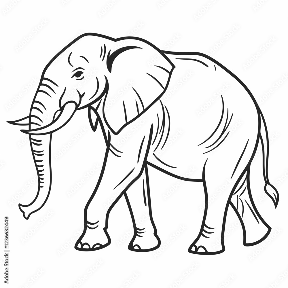 Obraz premium Simple a Elephant line art vector design white background