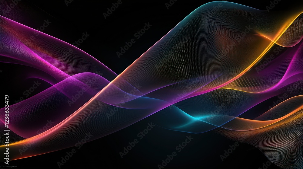 Naklejka premium Abstract Colorful Swirls on Black Background