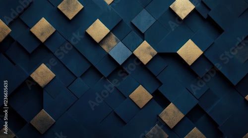 Abstract Geometric Pattern with Gold and Navy Blue