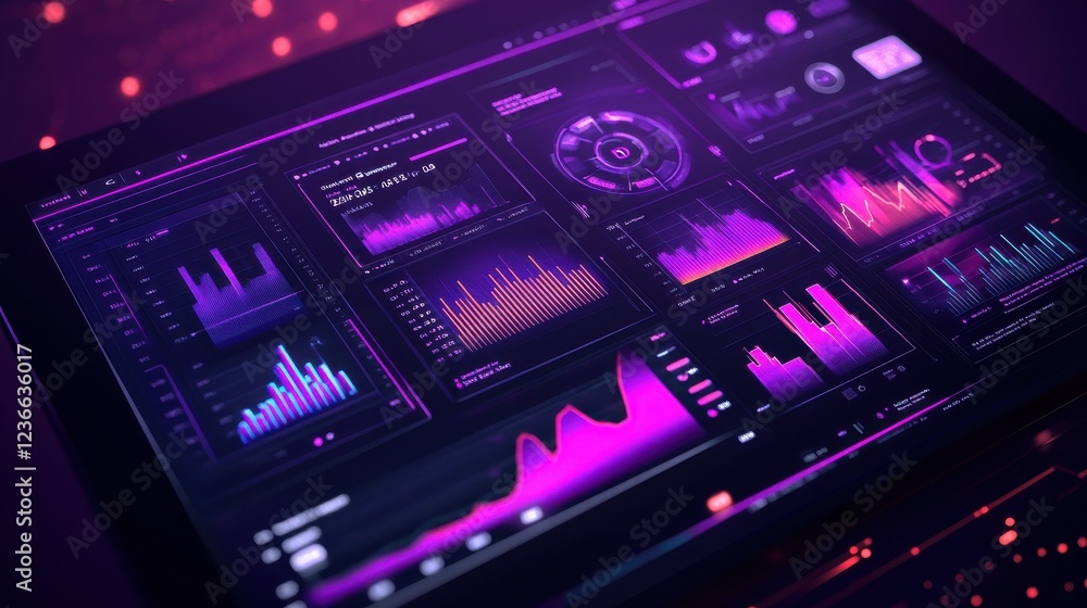 Obraz premium Big data analysis, neon data categorization, futuristic parameter sorting, advanced analytics dashboard