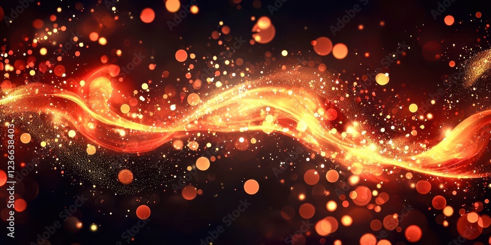 Obraz premium Long red line with many small circles around it