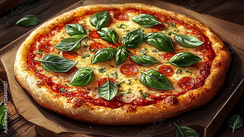 pizza on a wooden table